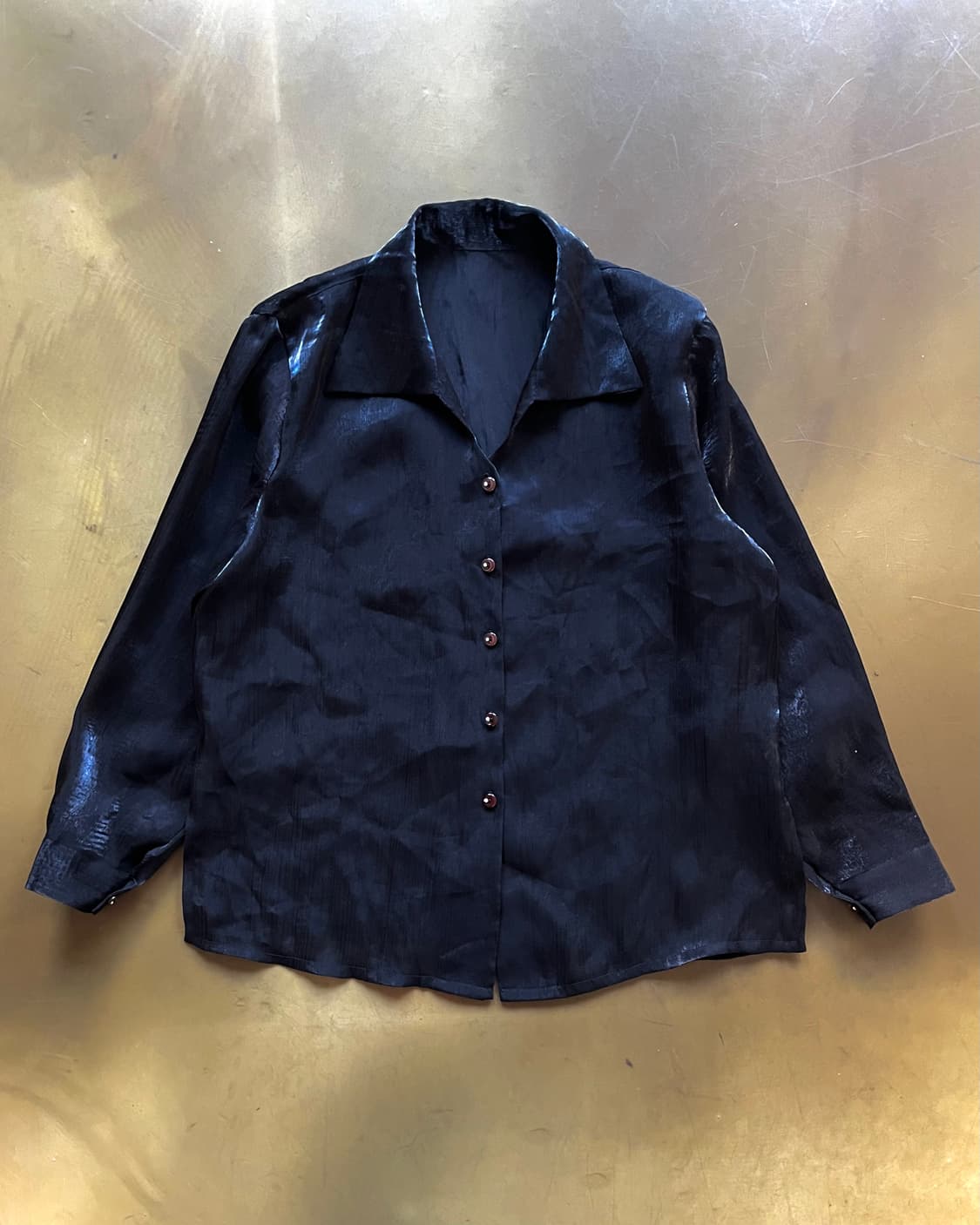 Jpn Vintage Open Collar Black Shirt 상품이미지3