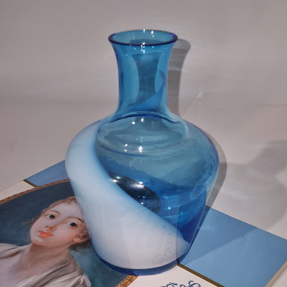 70s 쿠라타 핸드블로운 아쿠아 스윌 꽃병 상품이미지6