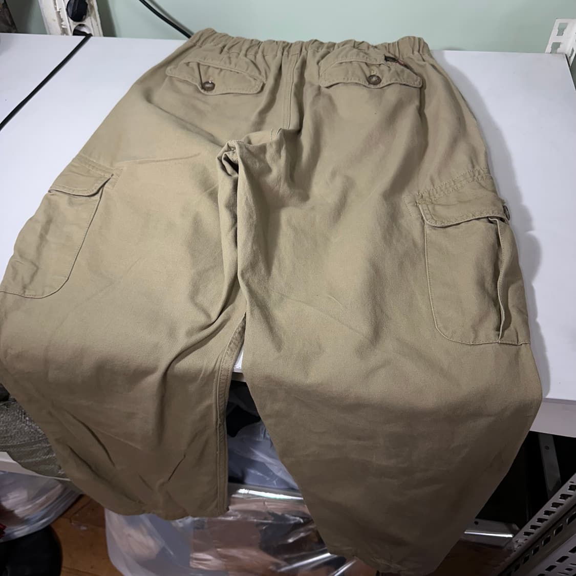 M-L 모노플로우 루즈와이드핏 베이지 카고 밴딩 코튼팬츠 상품이미지5