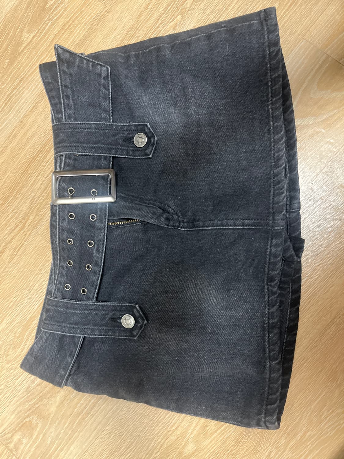 페인오어플레져 흑청 데님 스커트팬츠 상품이미지3