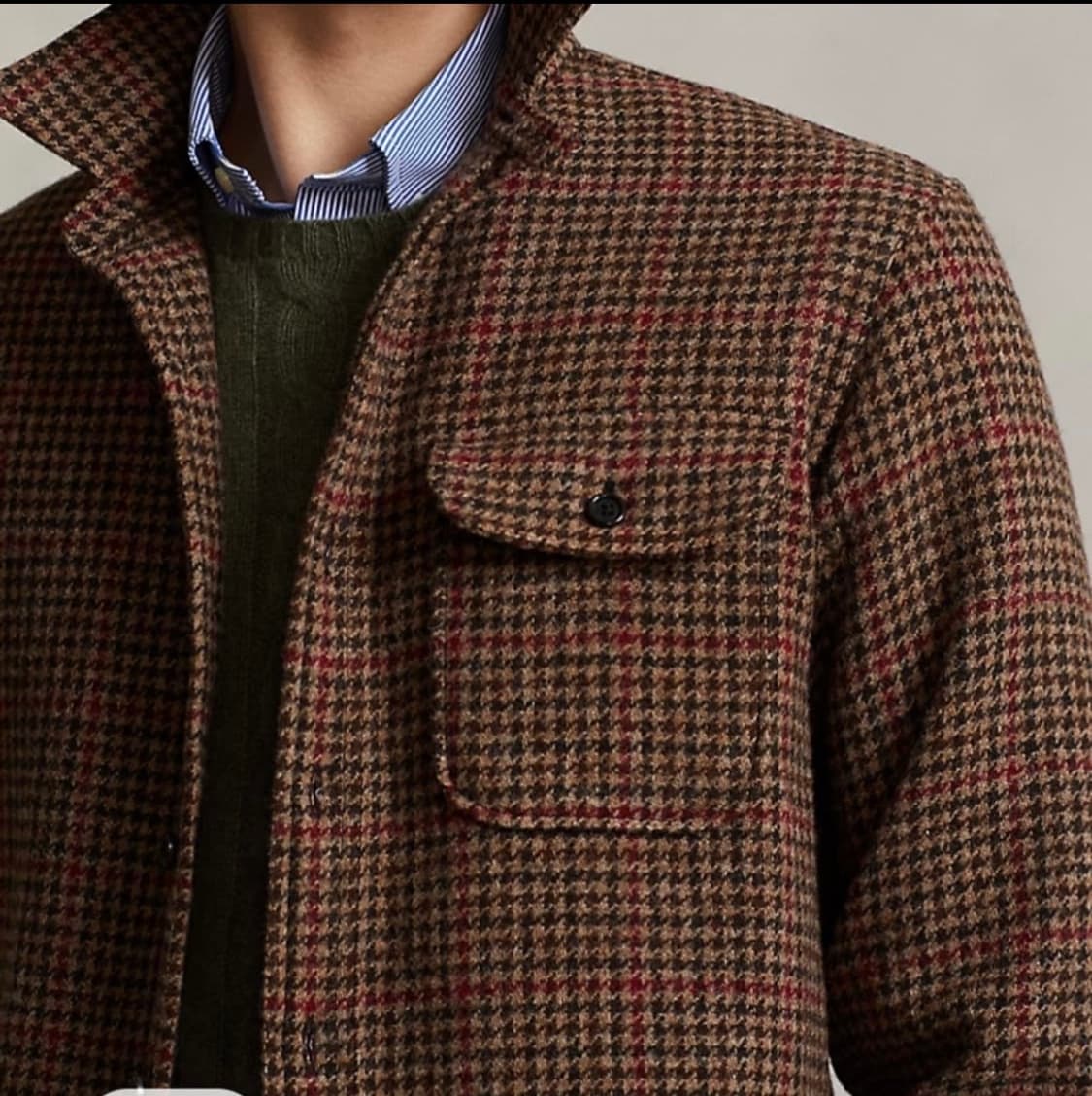 폴로 랄프로렌 스웨이드 패치 셰틀랜드 울 오버셔츠M(QR정품) 상품이미지3