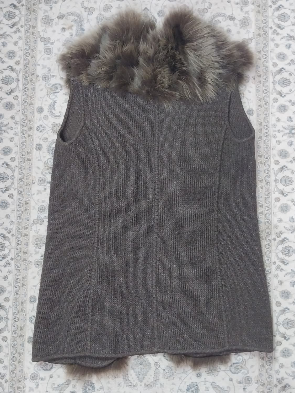 Mine 퍼 트리밍 여우/염소털 니트 조끼 베스트 상품이미지3