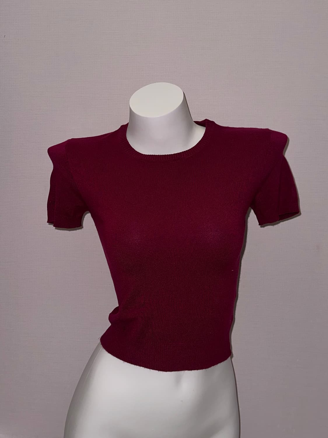 빈티지 버건디 반소매 니트 상품이미지2