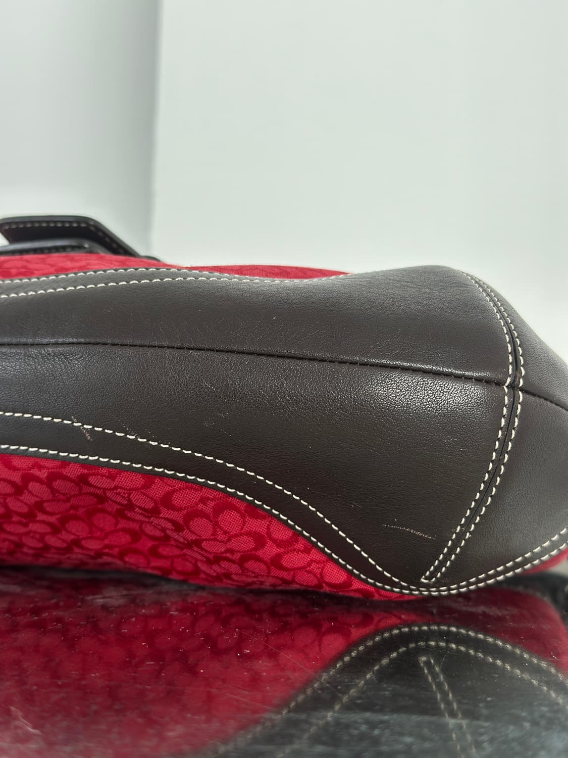 코치 레드 브라운 자카드 호보백 상품이미지10