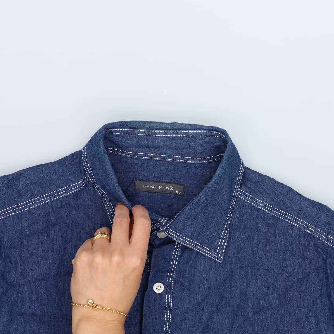 100 인디언핑크 반팔 데님셔츠 0424H1 상품이미지3