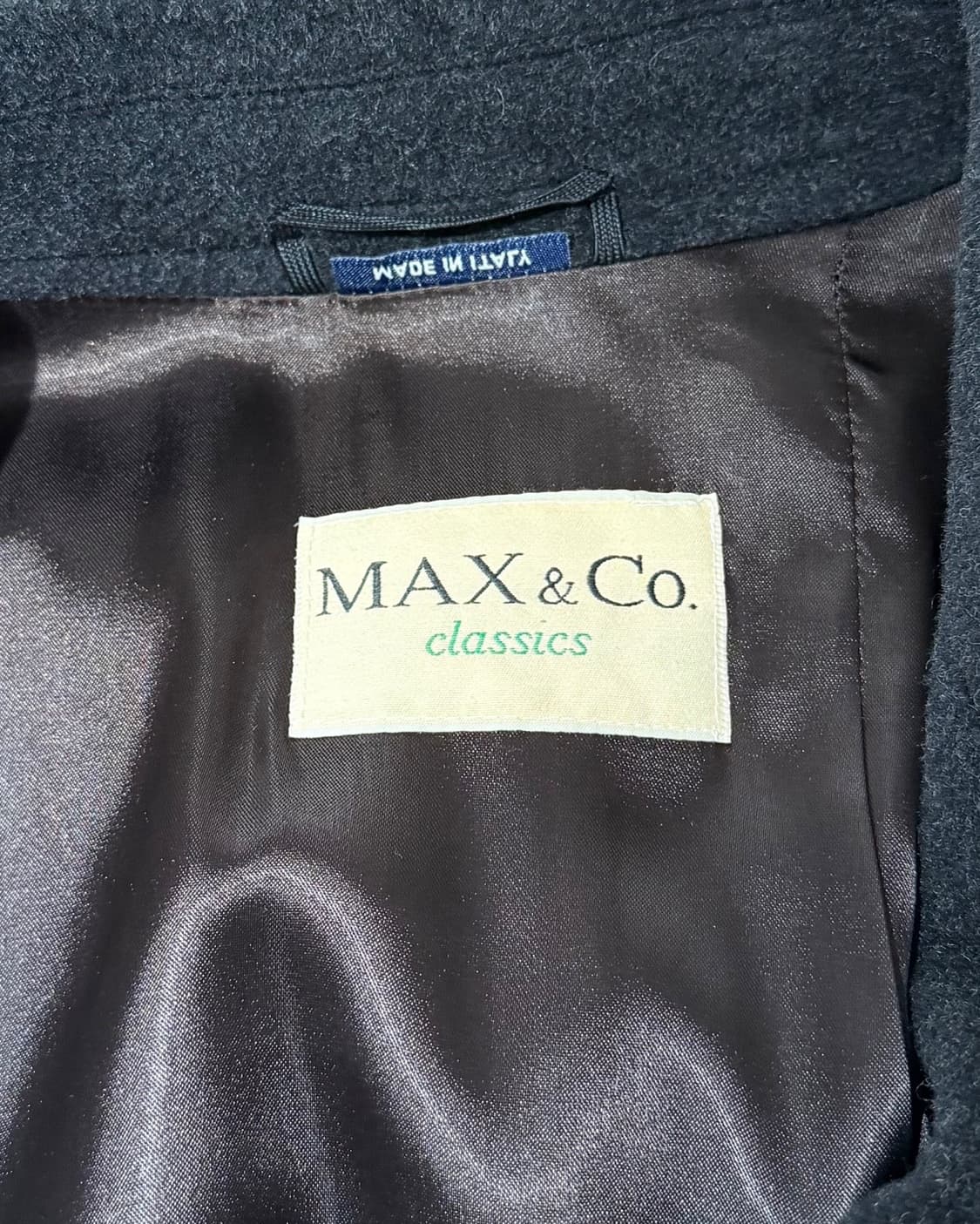 막스앤코 클래식 블랙 더블 브레스티드 롱 코트 상품이미지8