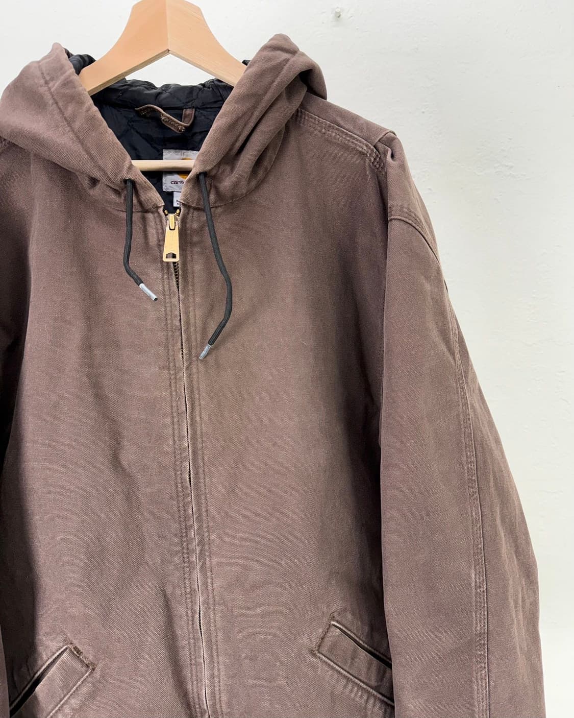 칼하트 다크 브라운 덕 캔버스 퀼팅 워크 후디 자켓 상품이미지3