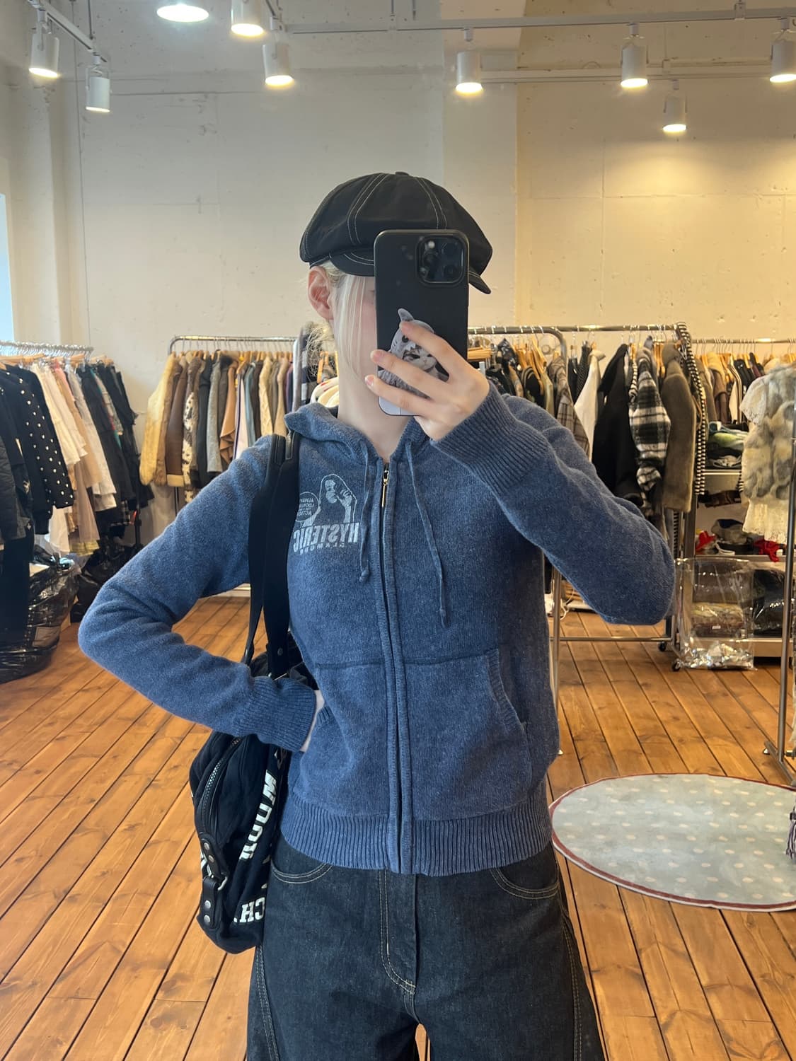 히스테릭글래머 네이비 히스걸 패치 후드집업 상품이미지4