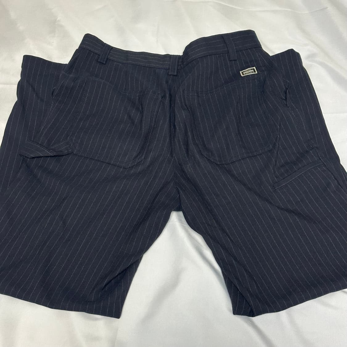 자라 네이비 스트라이프 카펜터 울 팬츠 상품이미지2