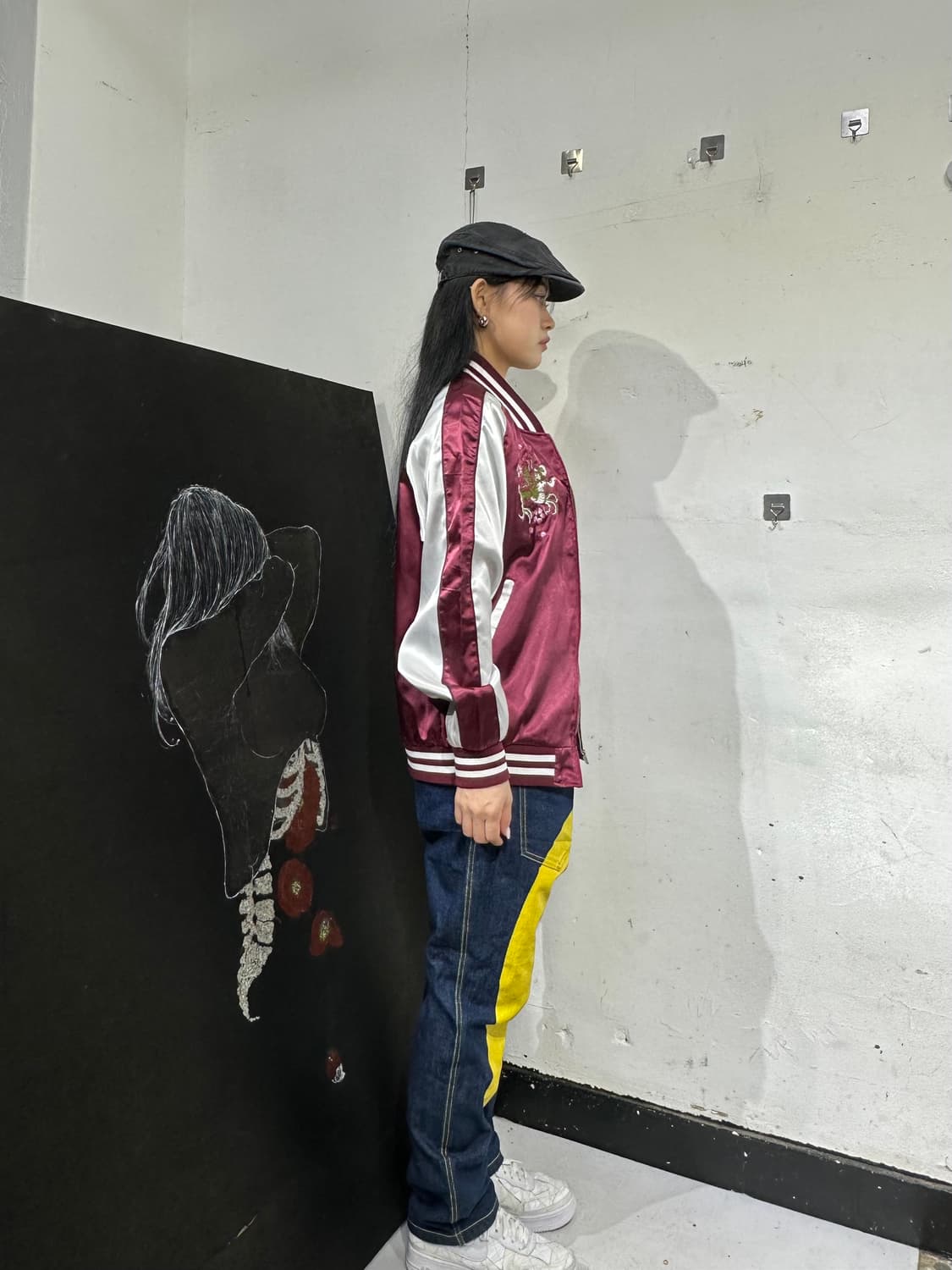 Jpn 일본빈티지 재패니즈 오리엔탈 런 버건지 용 스카잔 자켓 상품이미지3