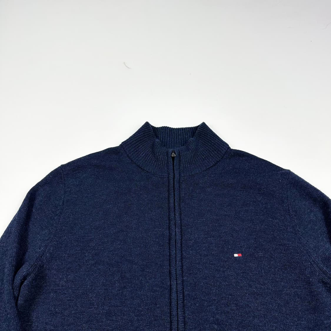 타미힐피거 플래그 램스울 네이비 니트 집업 (M) 상품이미지1