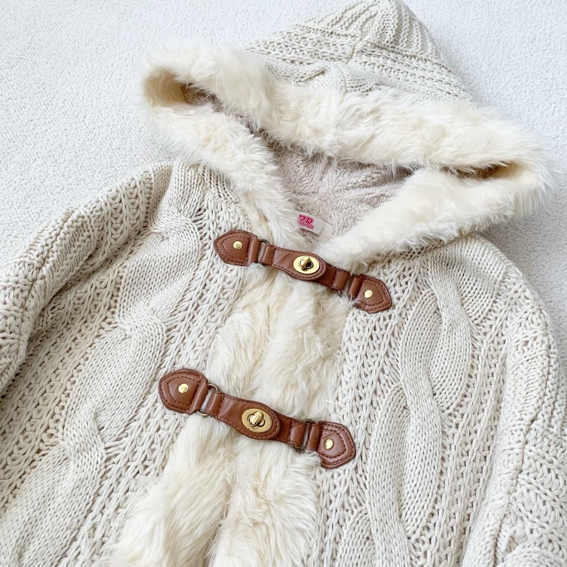 Ryuryu 류류 갸루 가오리핏 퍼 후드 가디건 상품이미지2