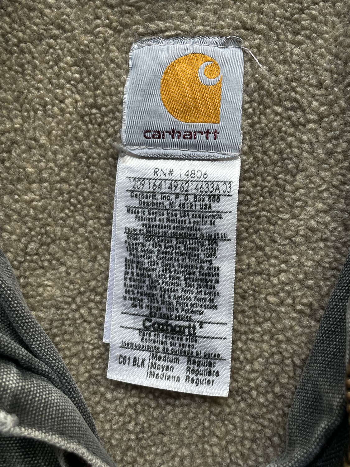 칼하트 C61 BLK 쉐르파 워크 자켓 코트 carhartt 상품이미지3