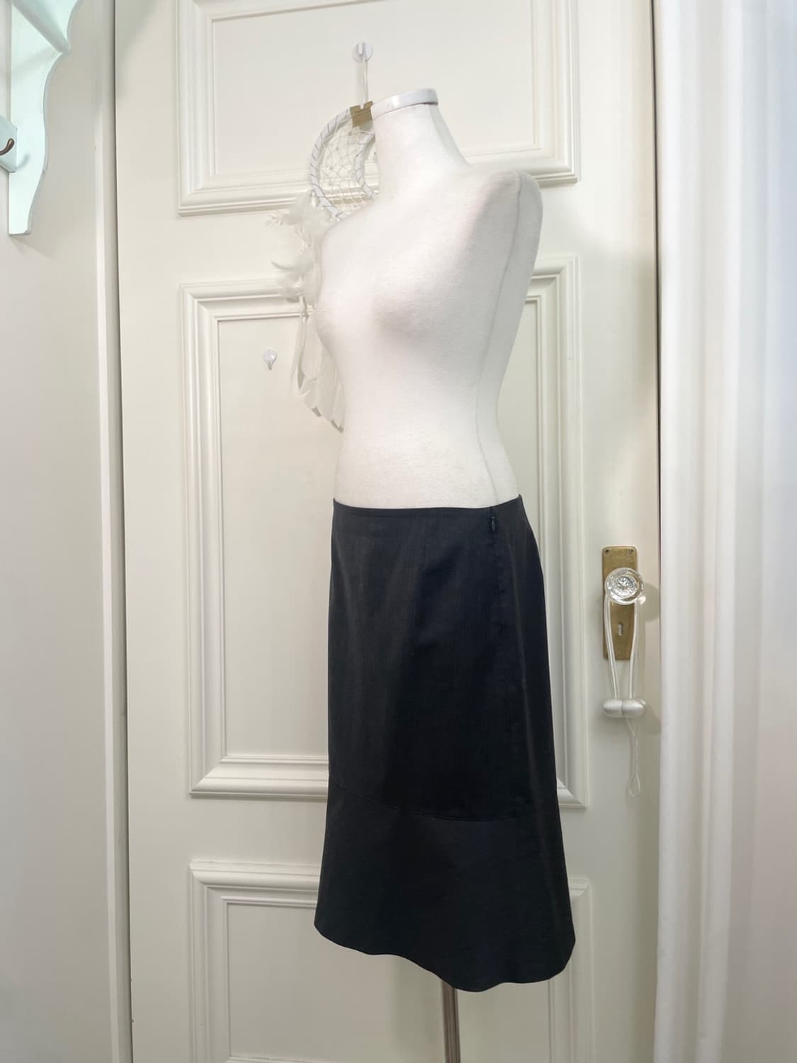 dark charcoal ruffle basic midi skirt 상품이미지2