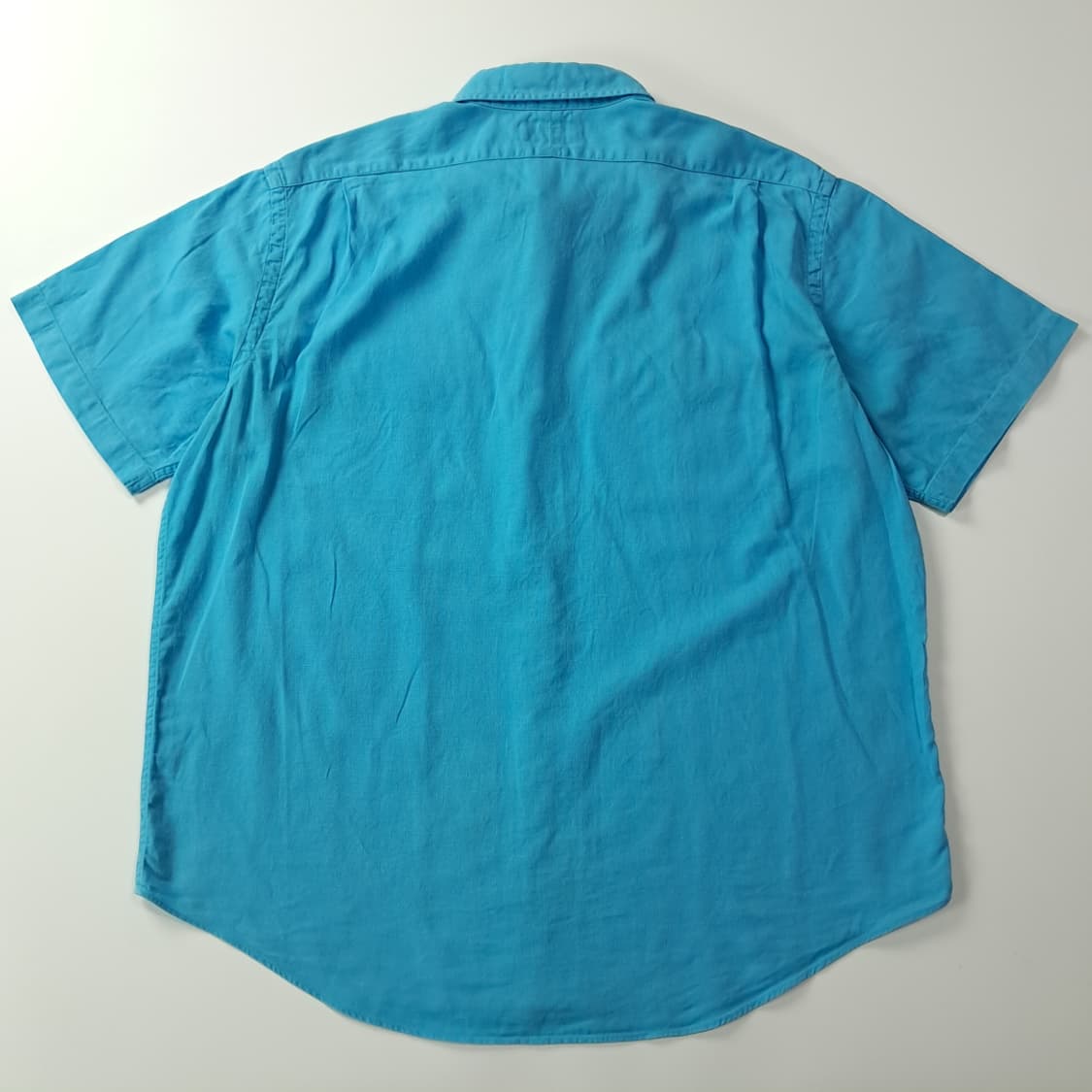 CK483 2XL 폴로 90s 터쿼이즈블루 반팔 린넨 워크 셔츠 남방 상품이미지6