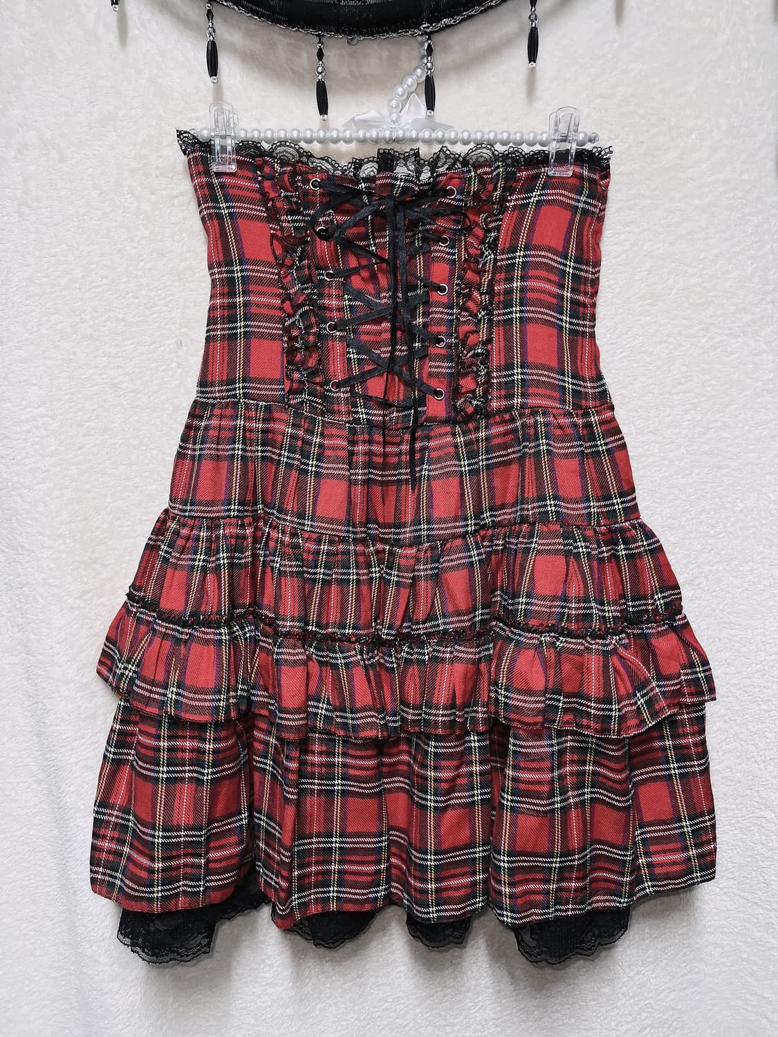 드러그허니 타탄체크 캉캉스커트 코르셋원피스 나나미사 고스펑크 갸루 캐캐체 상품이미지8