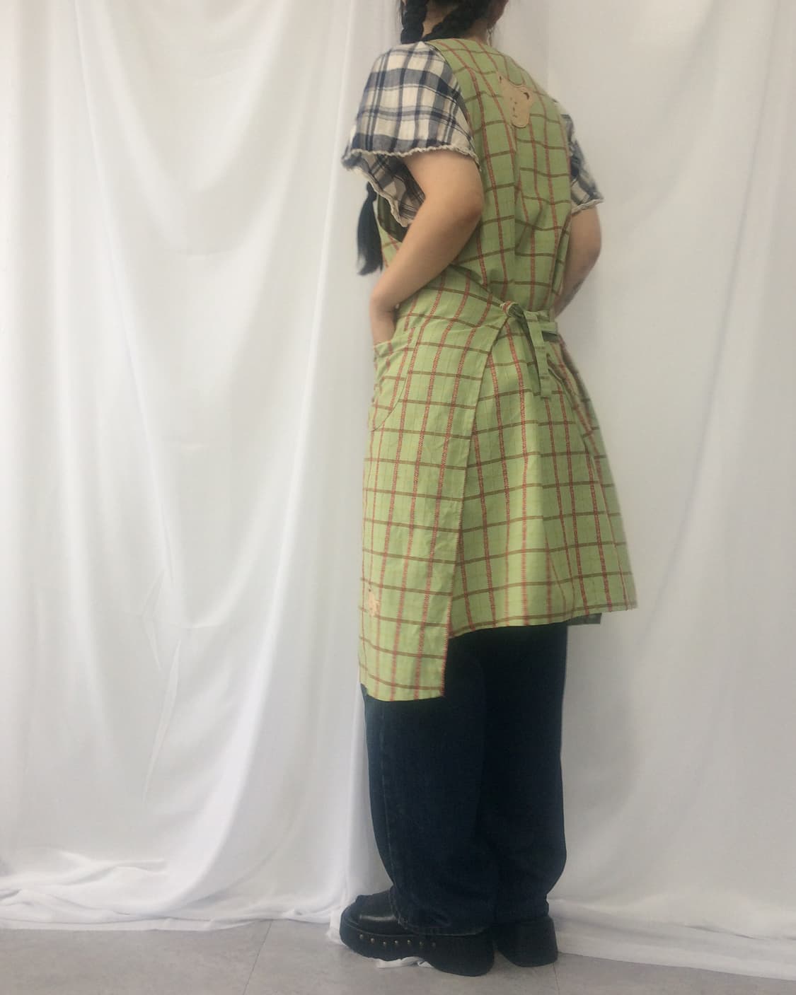 Bear check pattern apron 상품이미지9