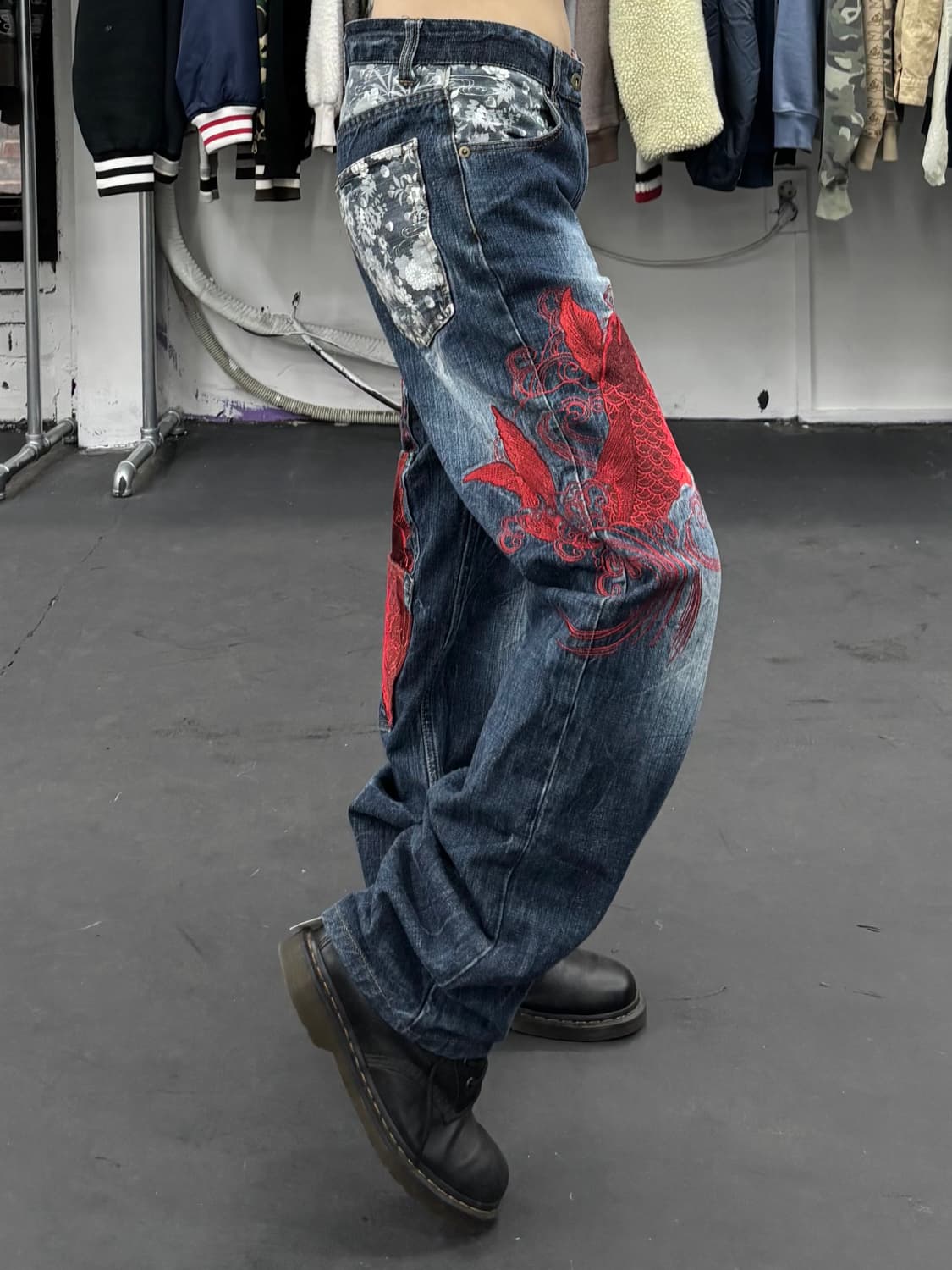 카라쿠리 타마시 오리엔탈 잉어 데님팬츠 상품이미지3