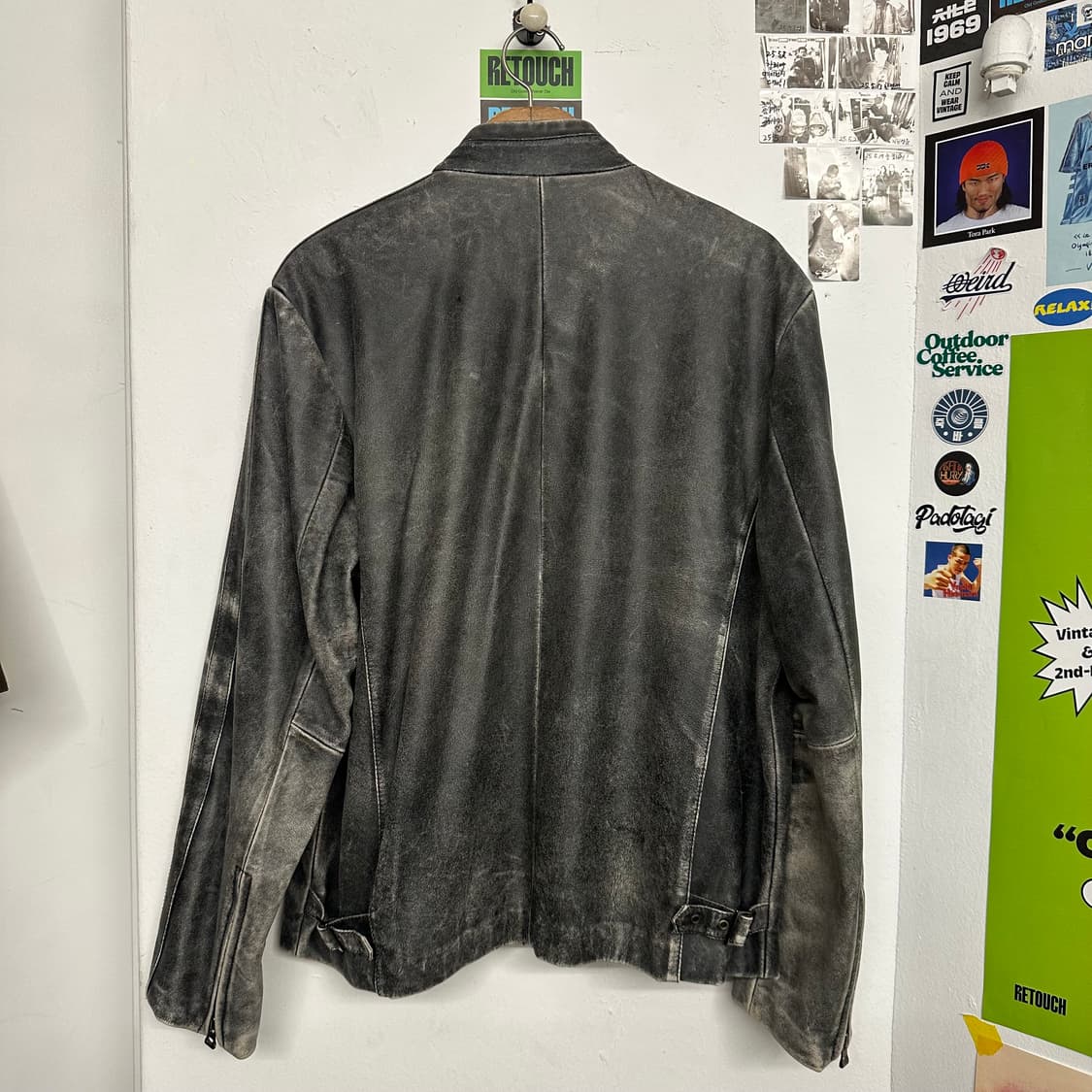 빈티지 워싱 양가죽 바이커 자켓 상품이미지5