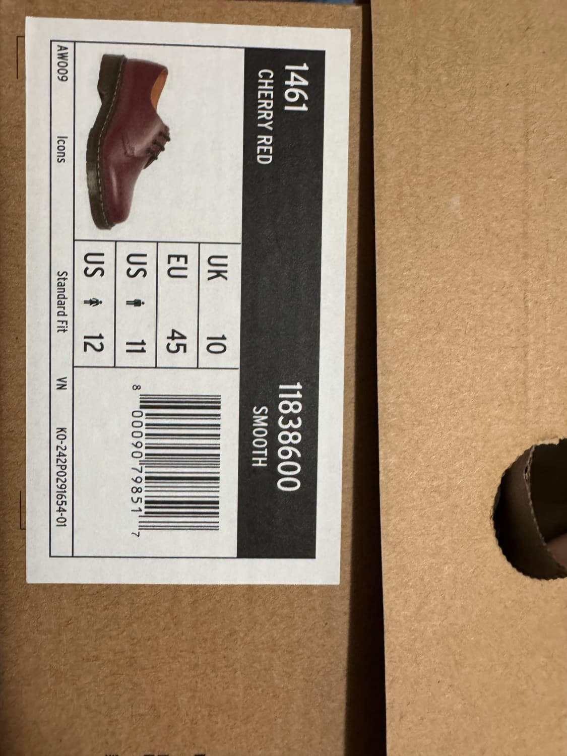 [uk10]닥터마틴 1461 스무스 체리레드 새상품 상품이미지3