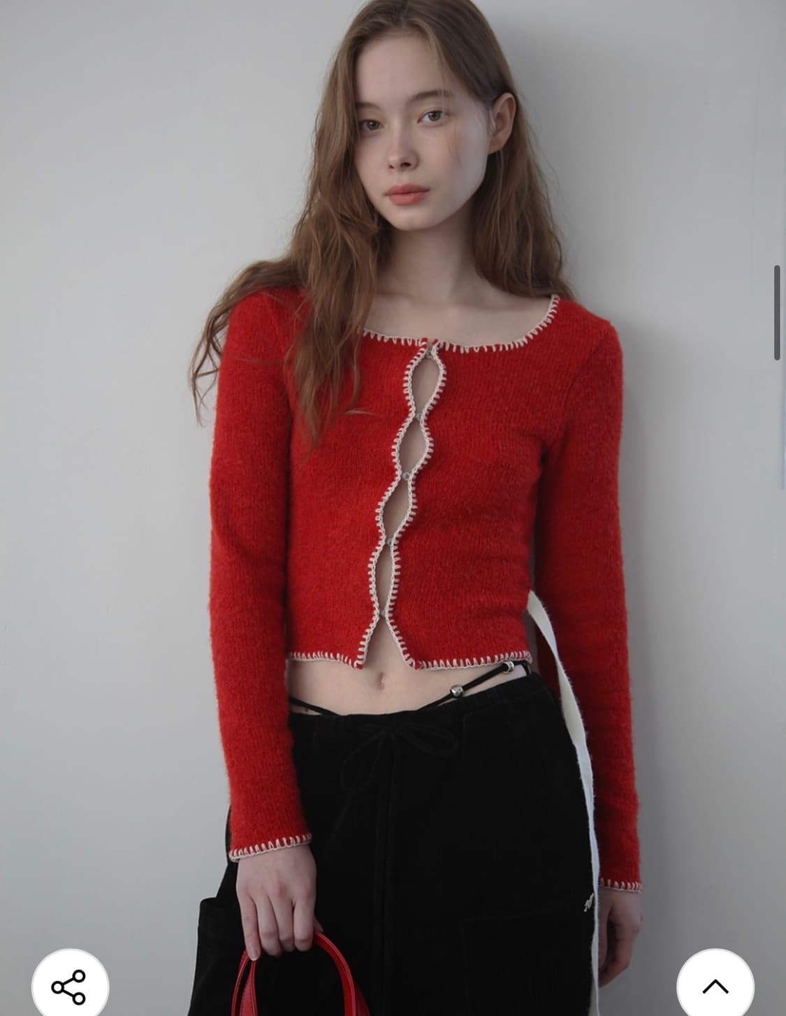 소프트서울 멜로우 리본 가디건 레드 상품이미지4