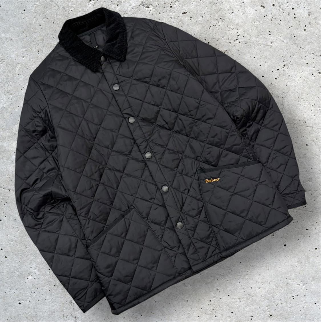 [M] 바버 헤리티지 리데스데일 블랙 퀼팅 자켓 코듀로이 카라 D87 상품이미지1