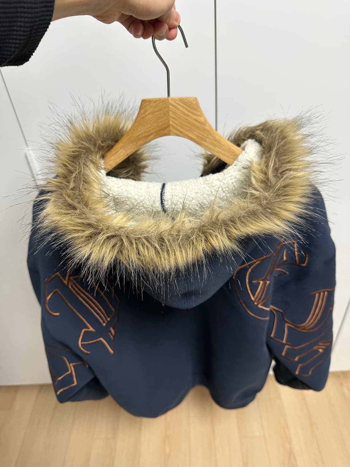 슈프림 포우 퍼 후드집업 네이비 급처 상품이미지1