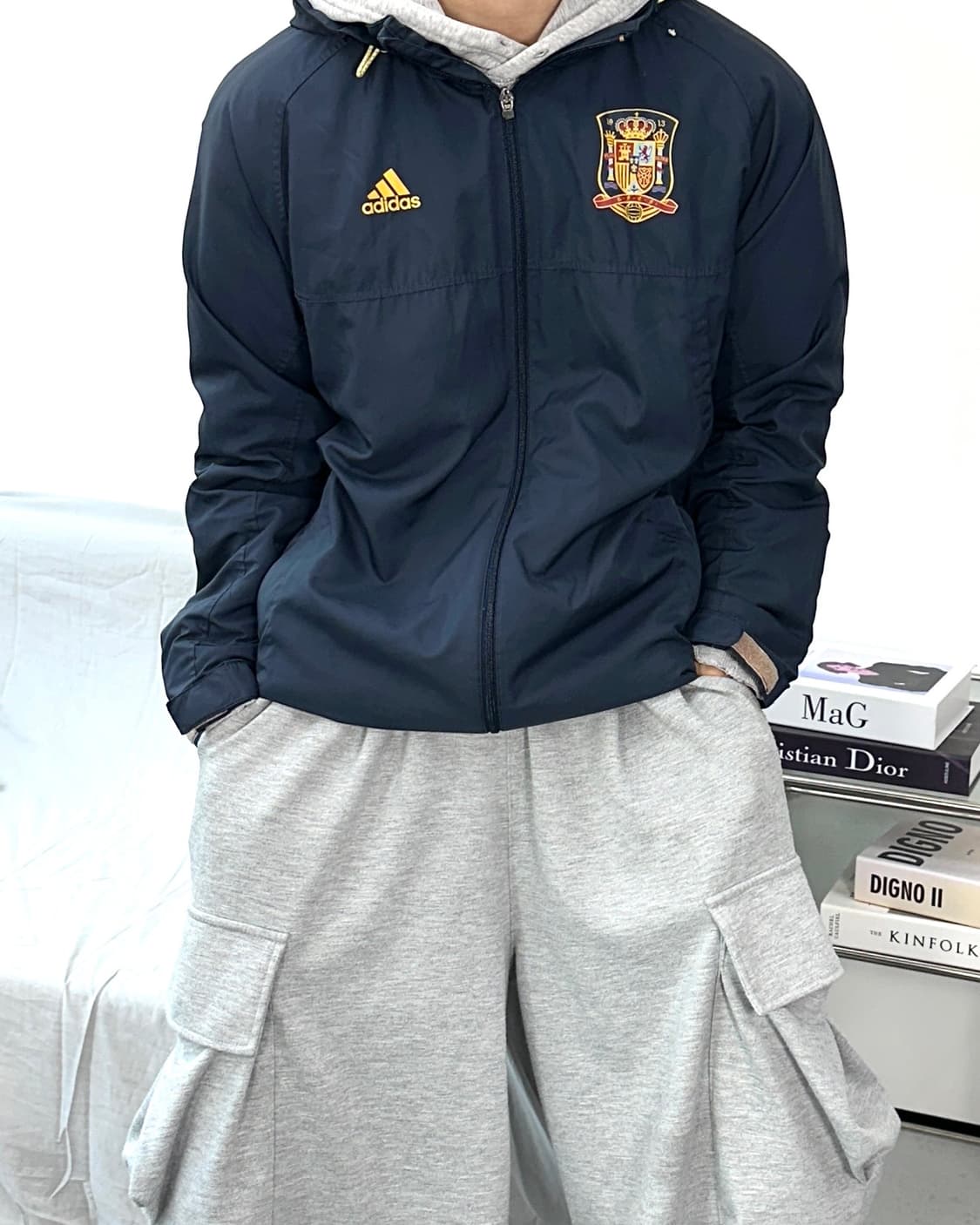아디다스 네이비 스페인 국대 바람막이 L 상품이미지1