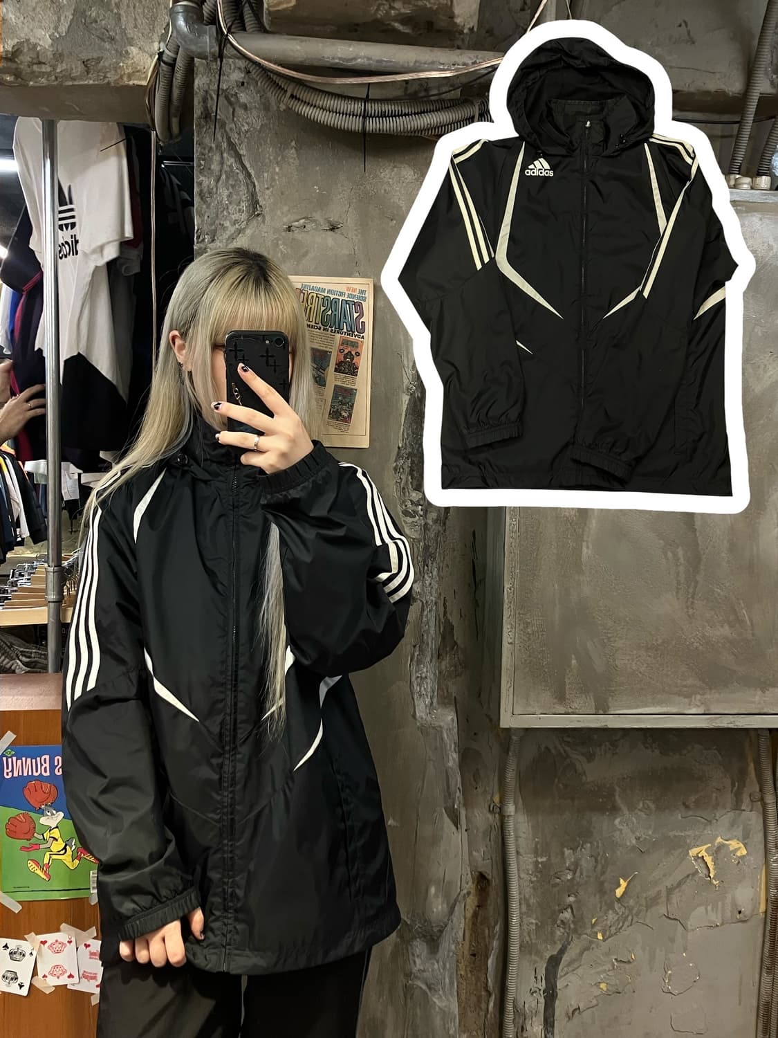 아디다스 후드 바람막이 블랙 95 #csz1031 상품이미지1