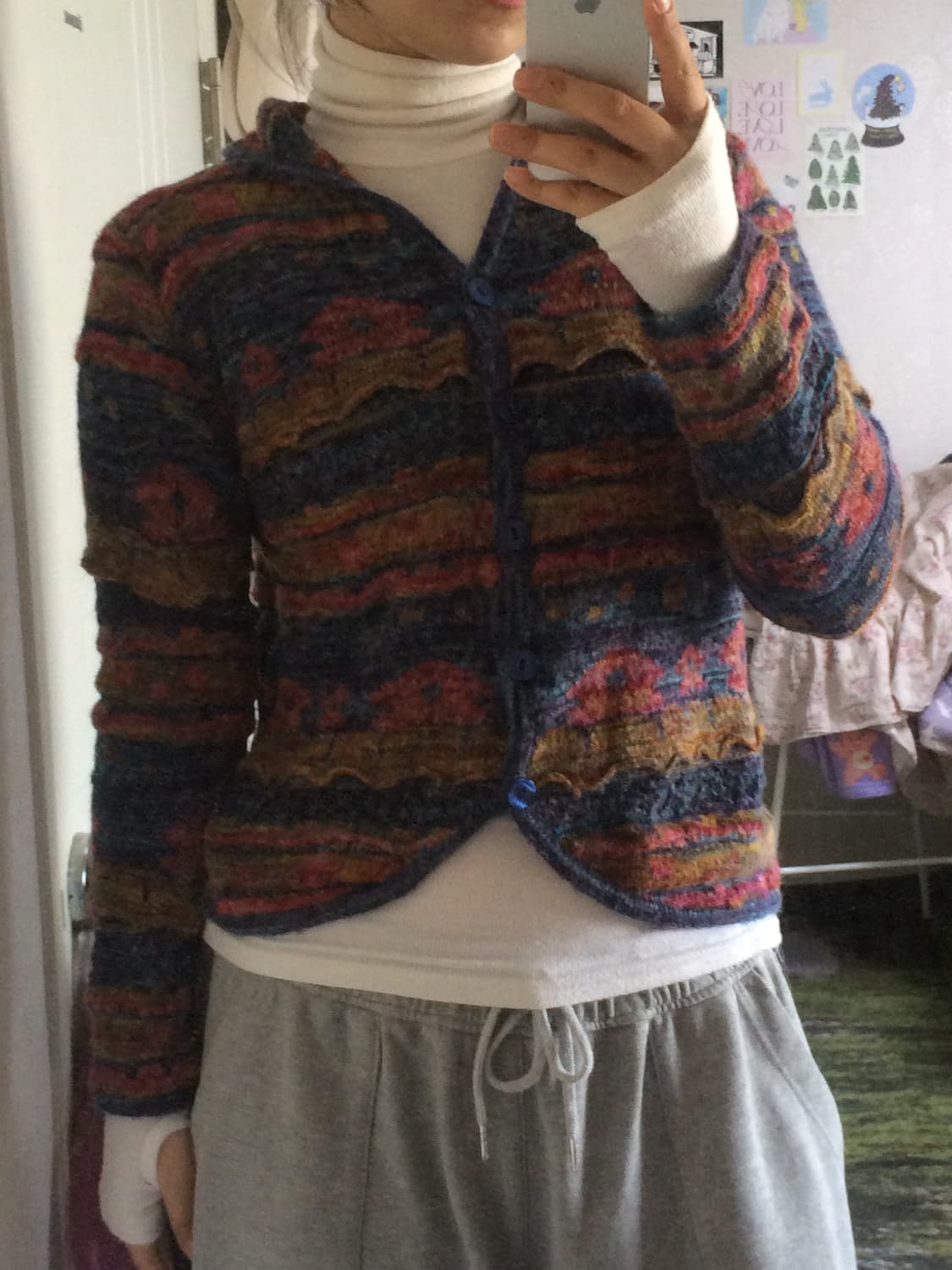 빈티지 패턴 버튼 니트 가디건 상품이미지6