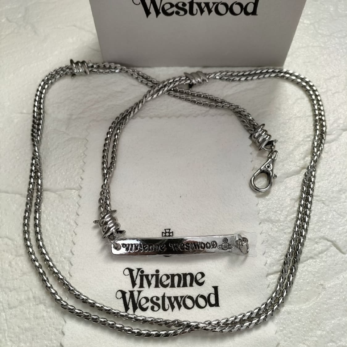 비비안웨스트우드 아카이브 레터링 orb 각인 레어이드 체인 초커 목걸이 상품이미지1