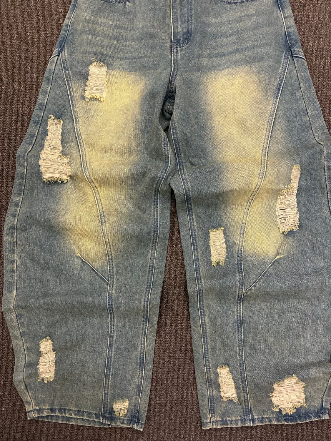 XS)Japanese vintage 여성 데미지 와이드 데님팬츠 상품이미지5