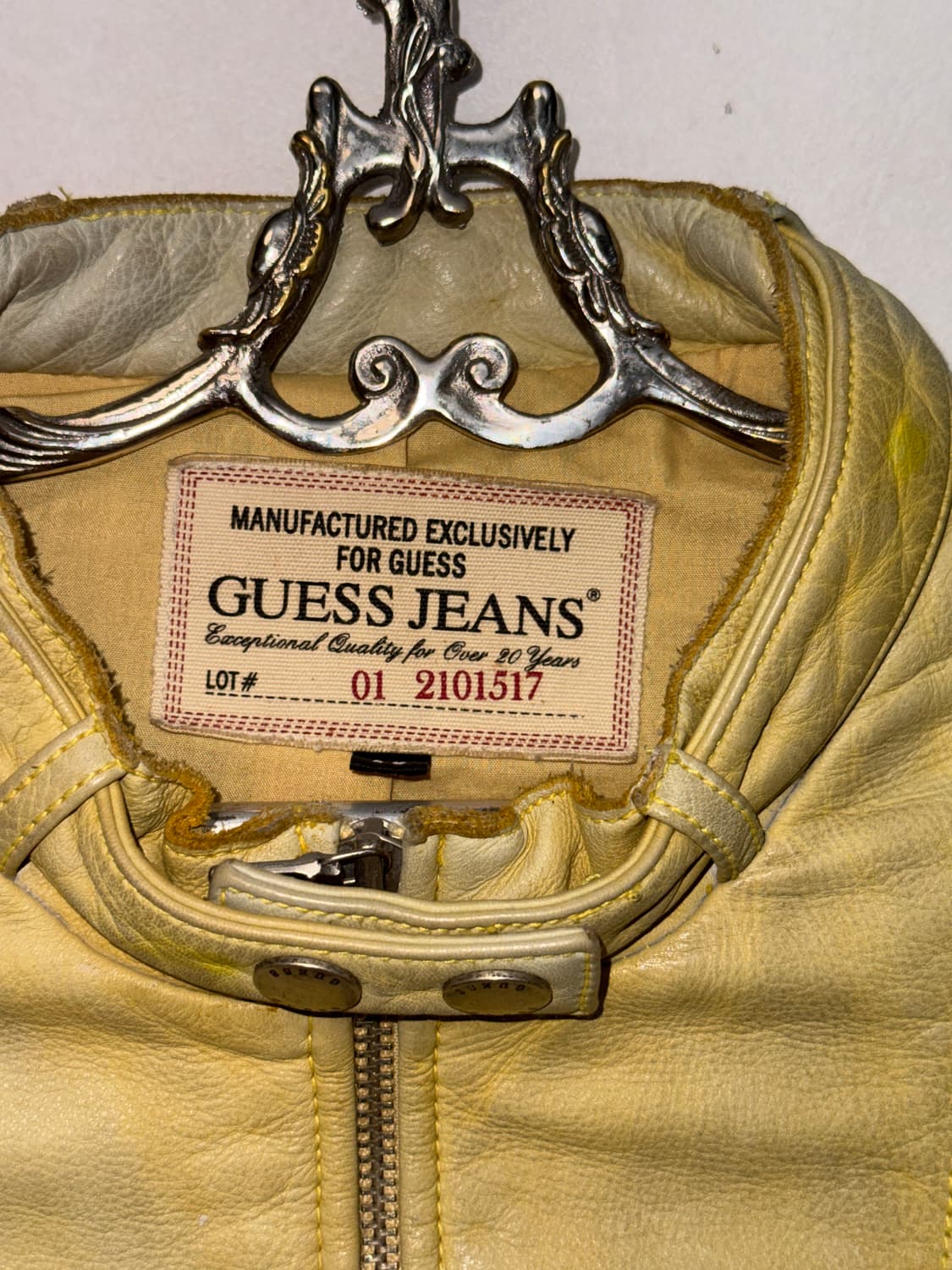 GUESS aging yellow cow skin biker jacket 상품이미지5