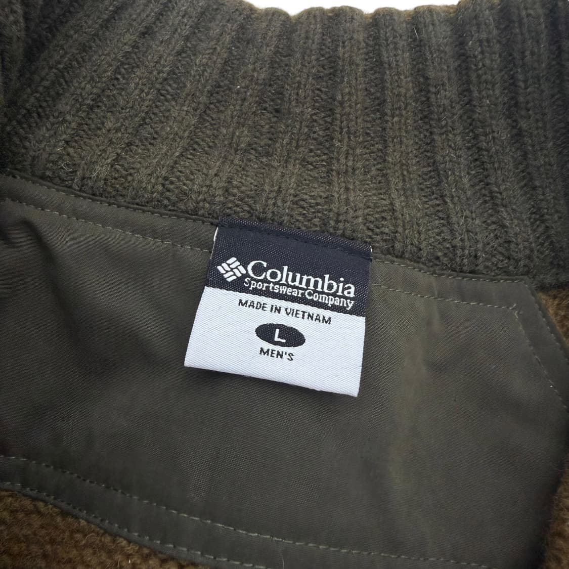 콜롬비아 올리브 배색 울 반집업 니트 상품이미지8