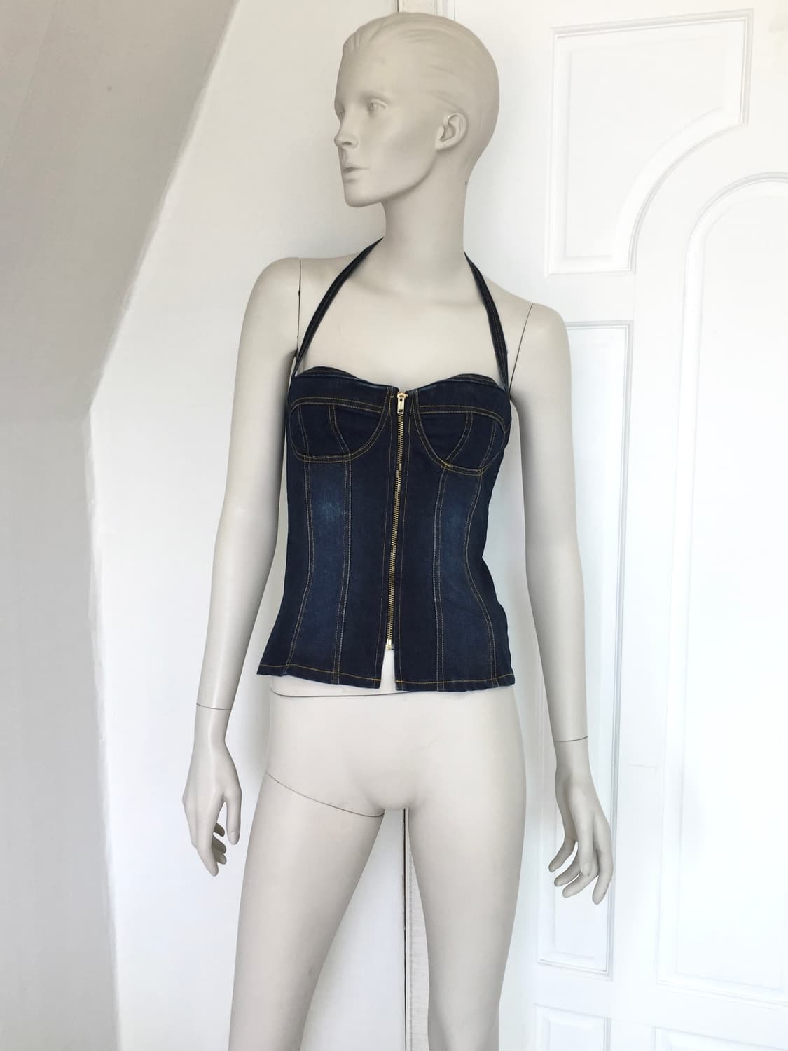 Denim Bustier Halter Top 상품이미지4