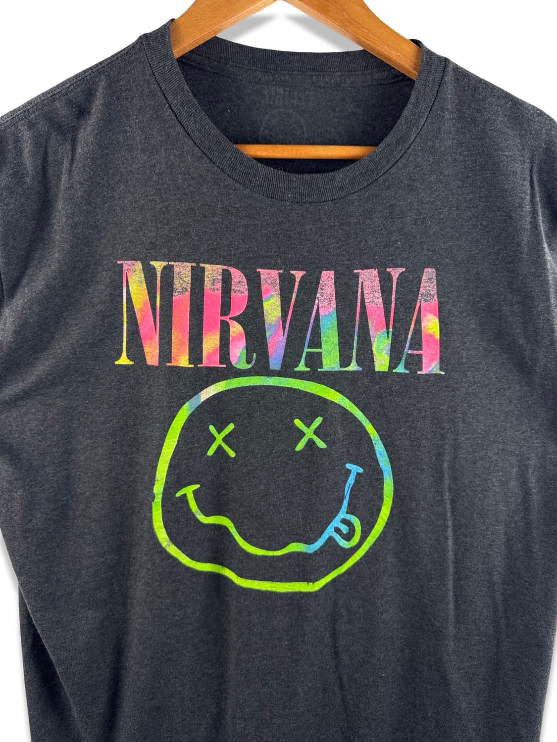 Nirvana 너바나 오피셜 레인보우 스마일 밴드 티셔츠3584 상품이미지5