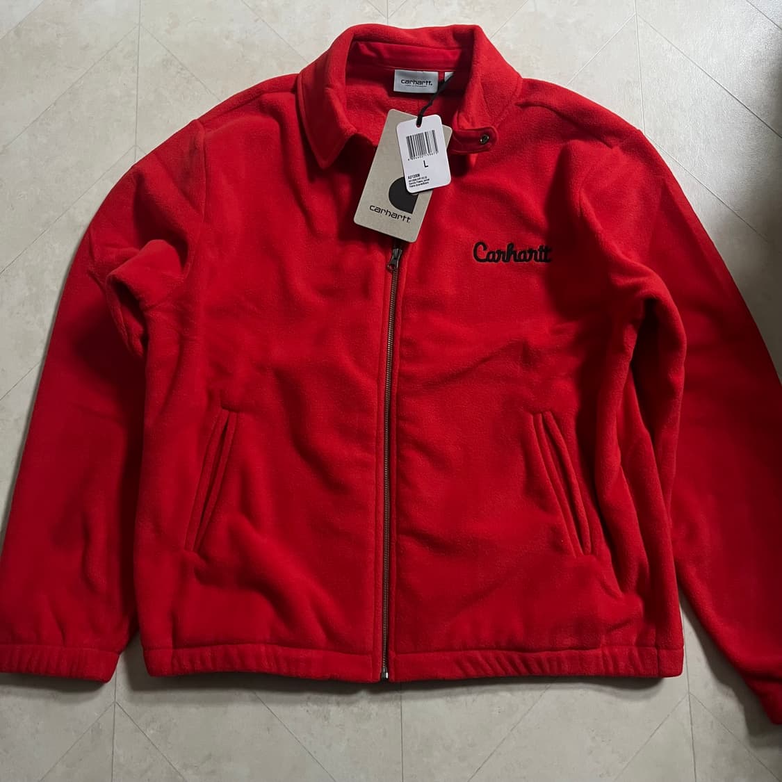 새상품(L)칼하트WIP 로고 데니스 플리스 자켓 프레임스칼렛 상품이미지2