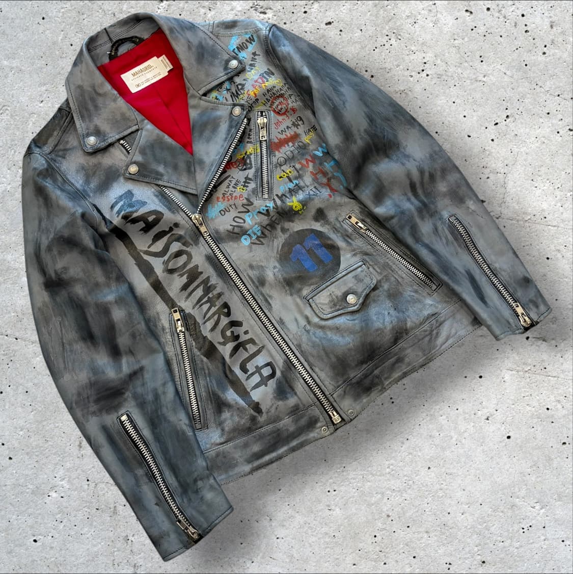 [M] 마하그리드 램스킨 양가죽 페인팅 레더 자켓 D619 상품이미지1