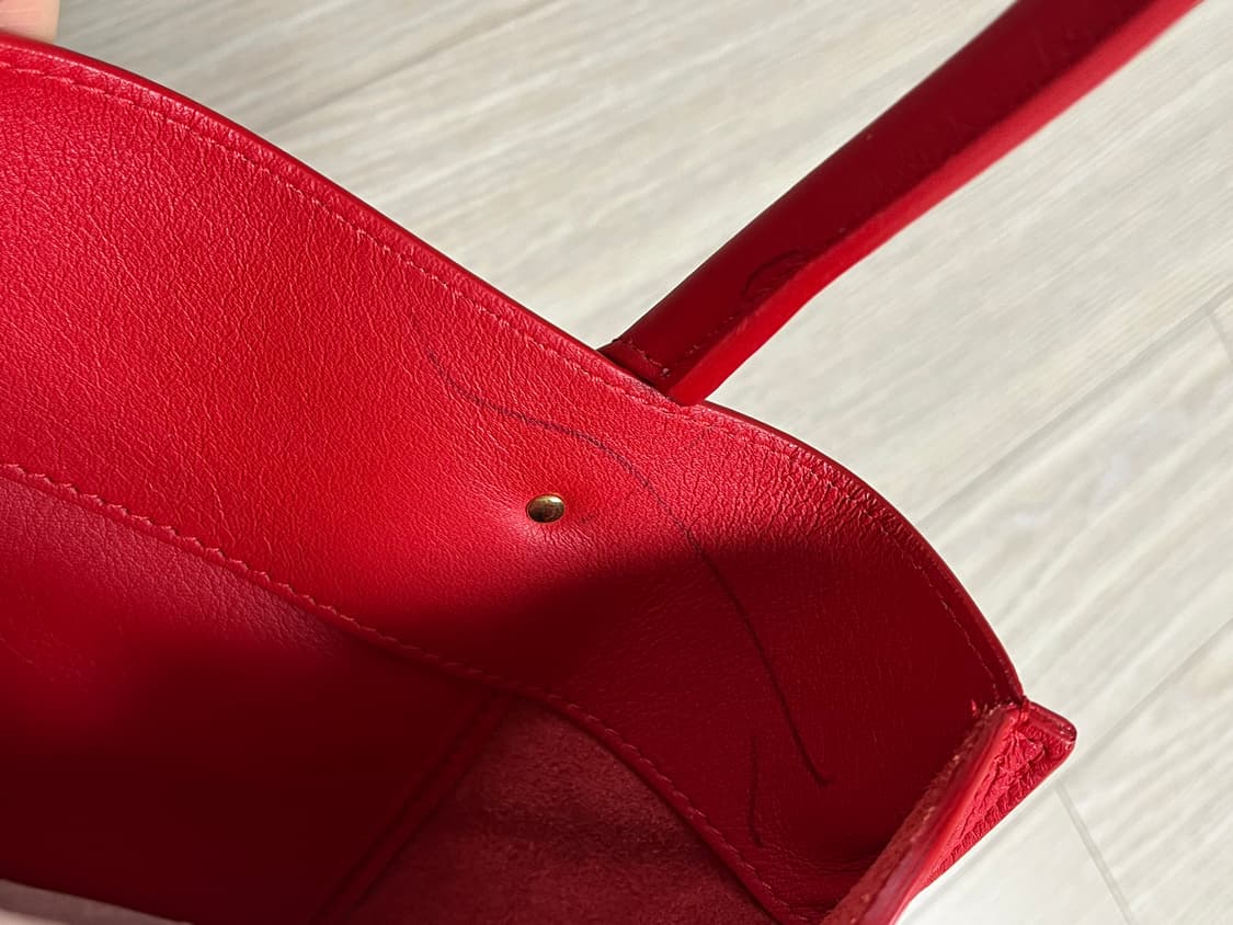 발렌시아가 파피에르 A5 집어라운드 레드 토트백 상품이미지4