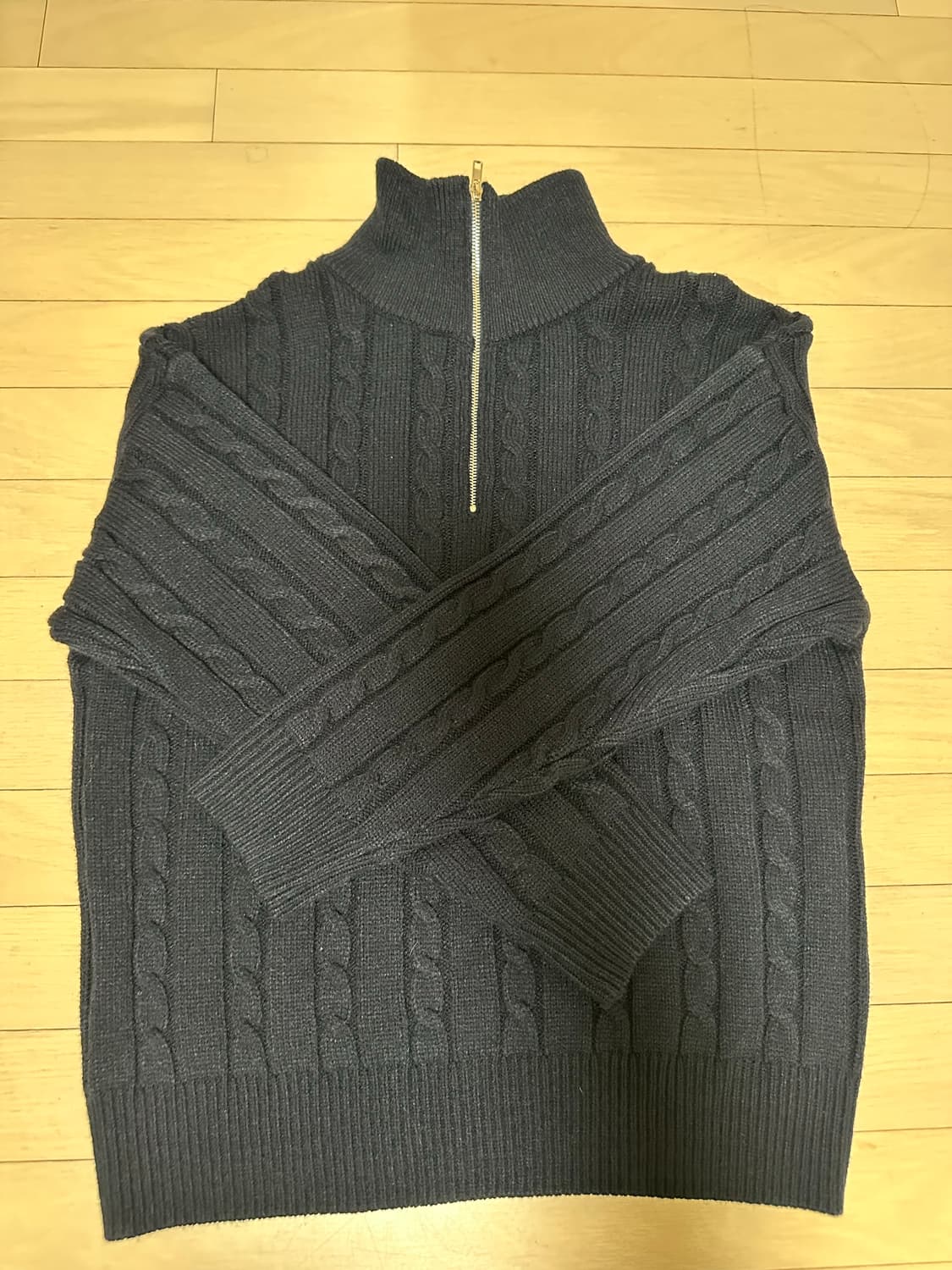 하프 집업 카라넥 케이블 니트  상품이미지2