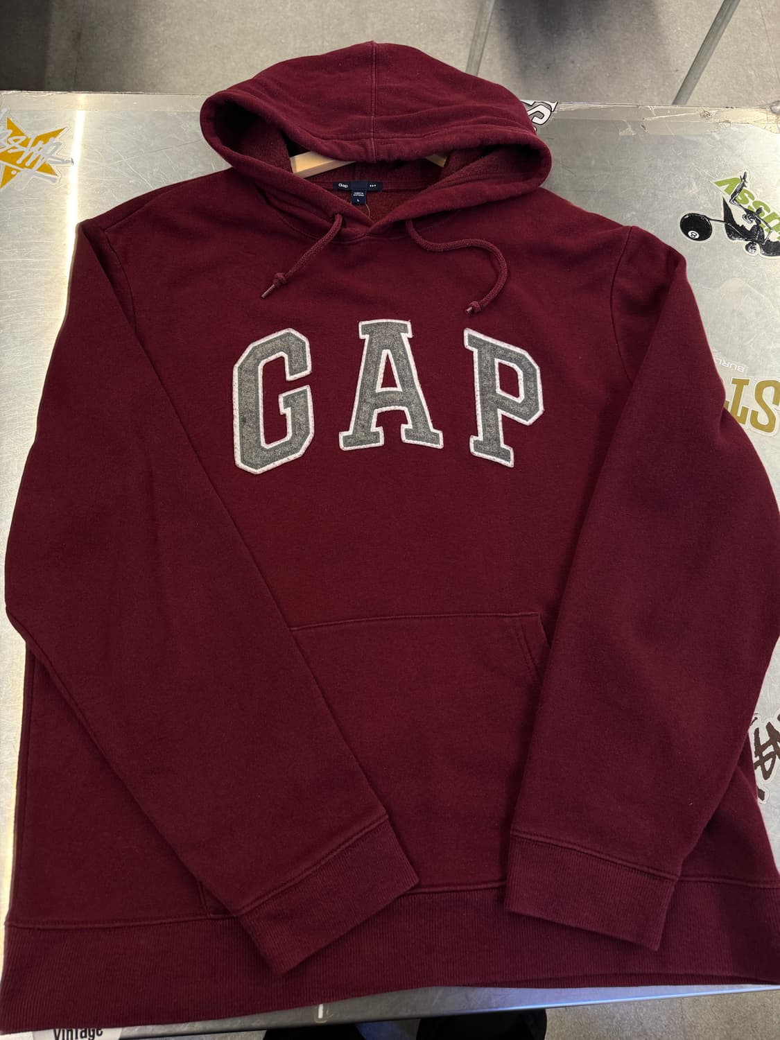 Gap 갭 로고 버건디 후드티 L 상품이미지3
