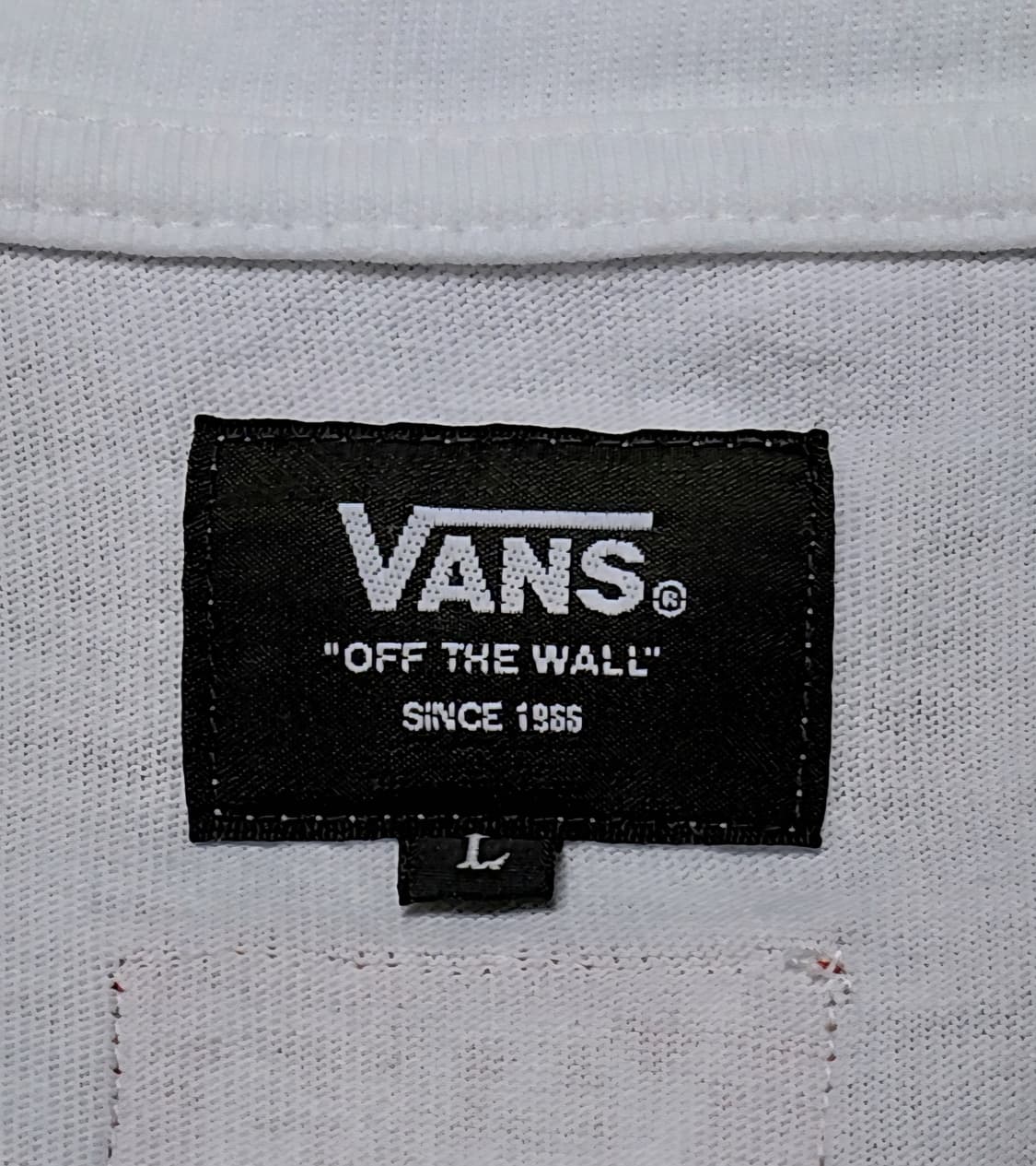 [L] Vans 체커보드 레드 박스로고 자수 반팔 티셔츠 (화이트) 상품이미지5