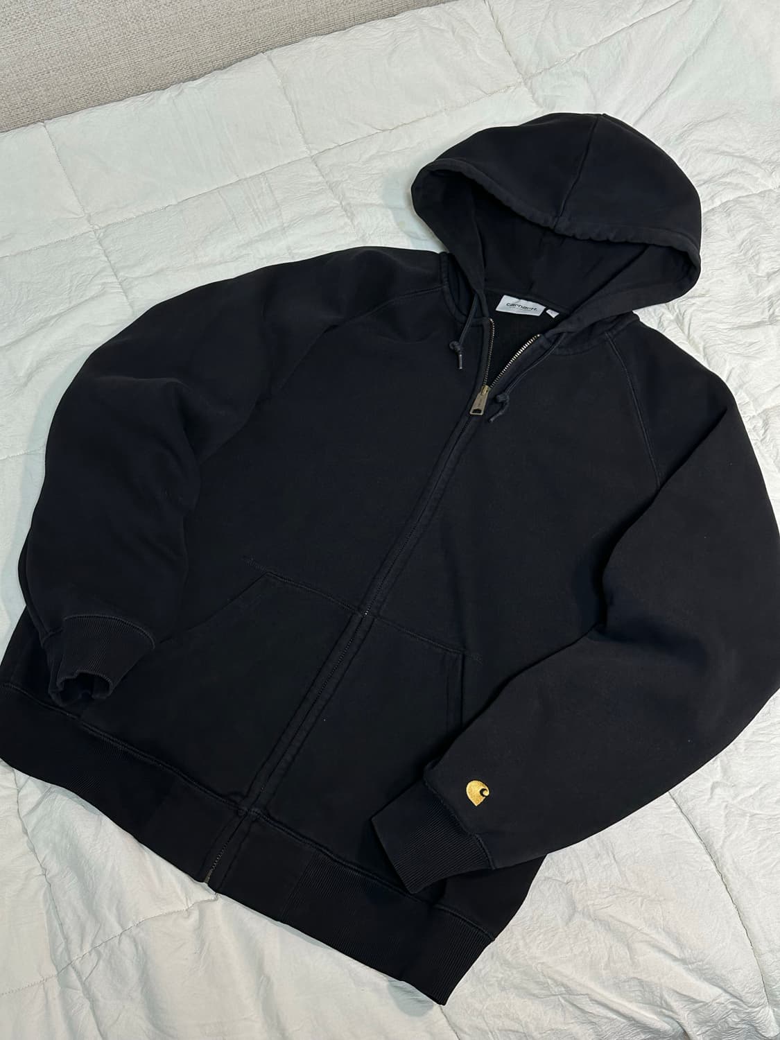 칼하트 WIP 블랙 후드 집업 라지 상품이미지1