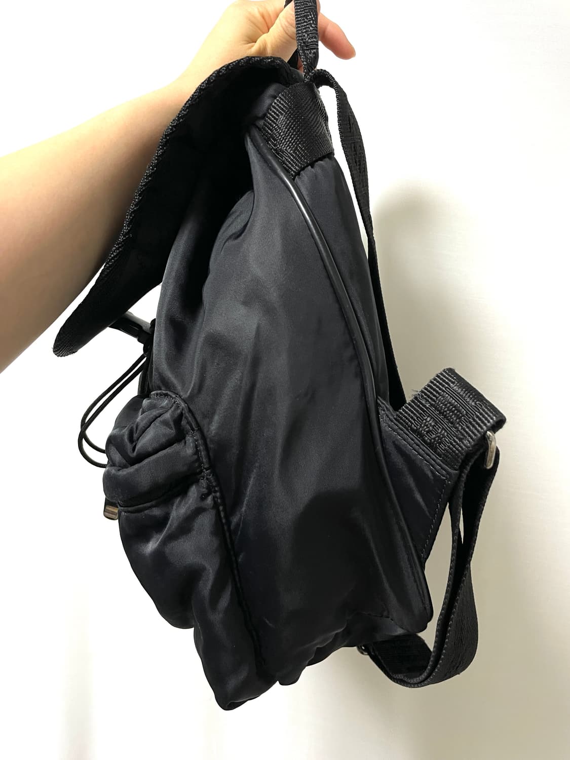 홀리스터 블랙 나일론 복조리 스트링 미니 백팩 여행가방 _ 모리걸, y2 상품이미지3