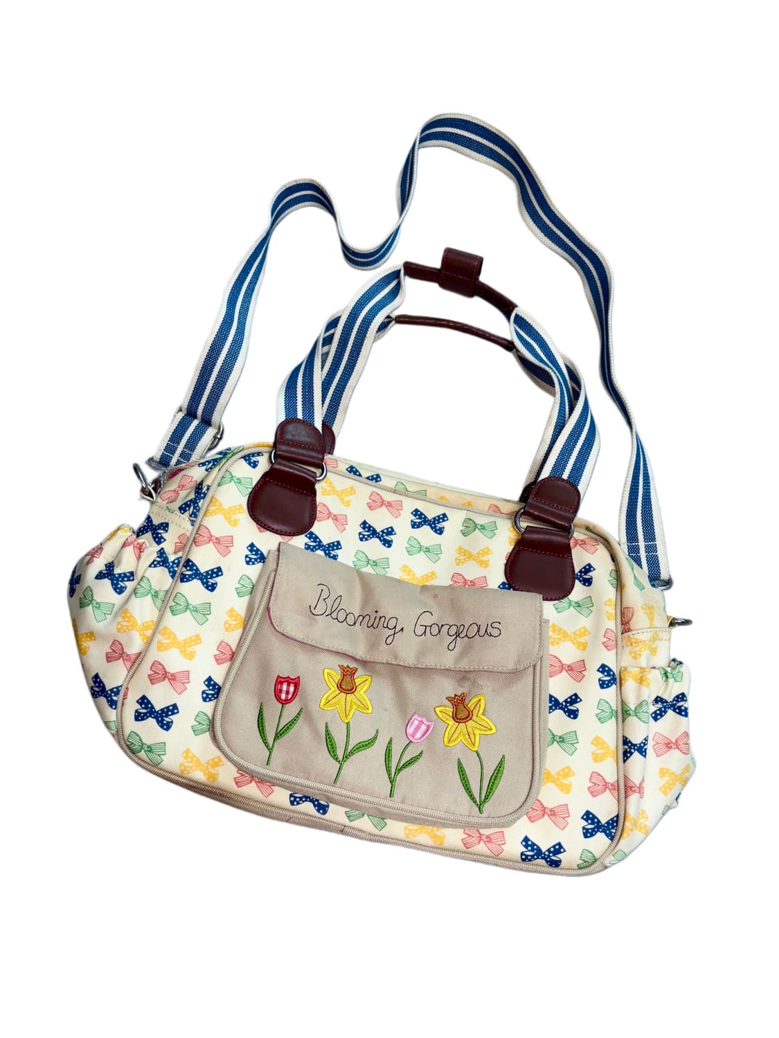 핑크 라이닝 리본 패턴 토트&크로스백  상품이미지1