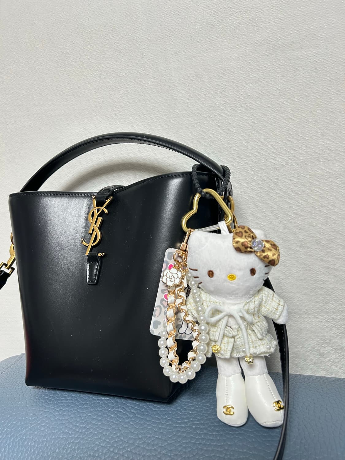 (11)롱다리키티 커스텀키링-레오파드 리본 트위드  상품이미지5