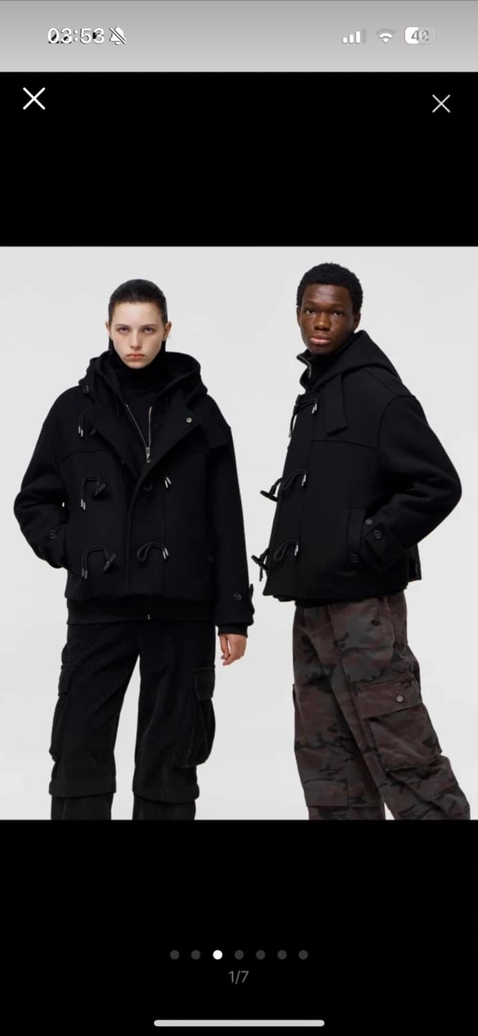 누아클레 후드 블랙 숏 코트 상품이미지3