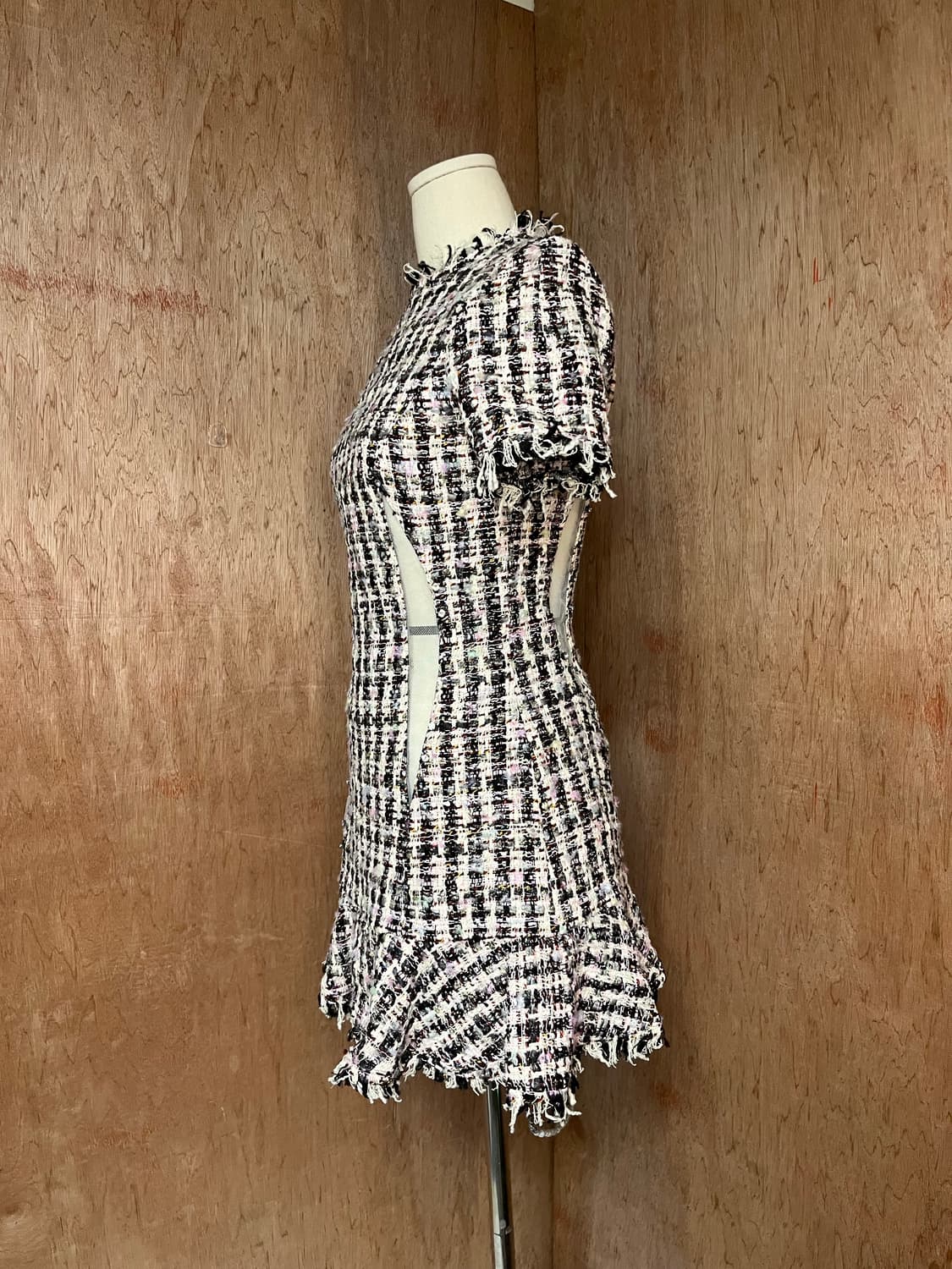 샌디리앙 트위드 메쉬 절개 드레스 상품이미지2