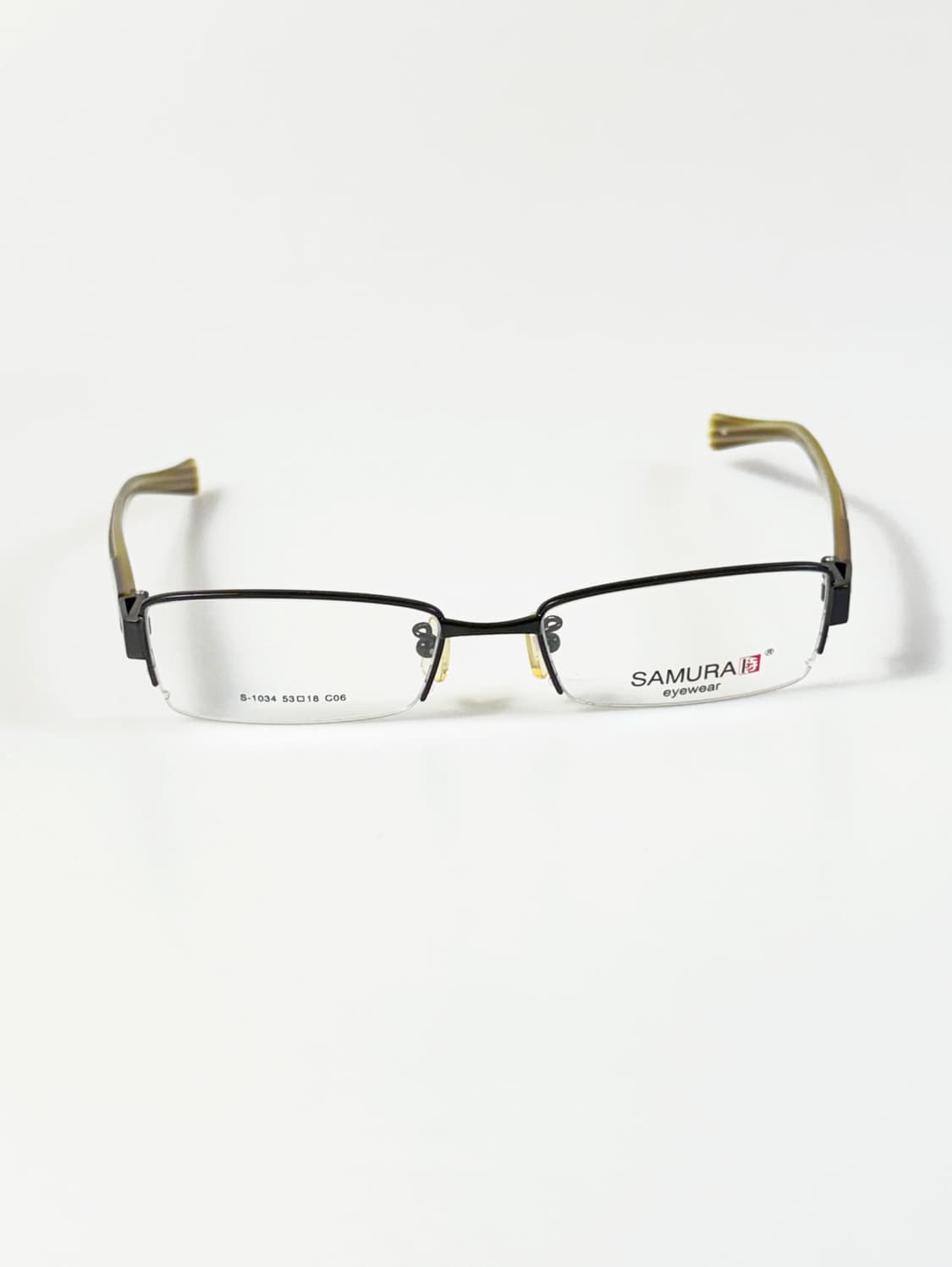 SAMURAI EYEWEAR 블랙 메탈 반무테 스퀘어 빈티지 안경 상품이미지2