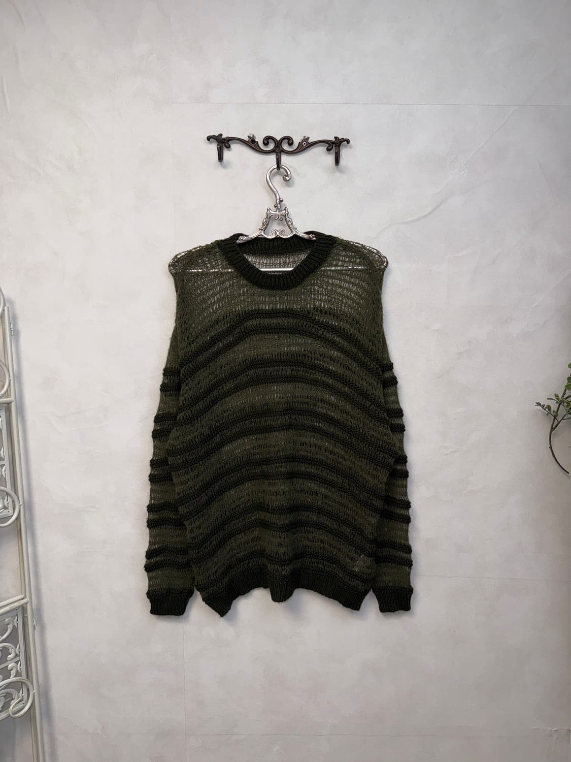 Deep khaki grunge net loose knit 상품이미지1
